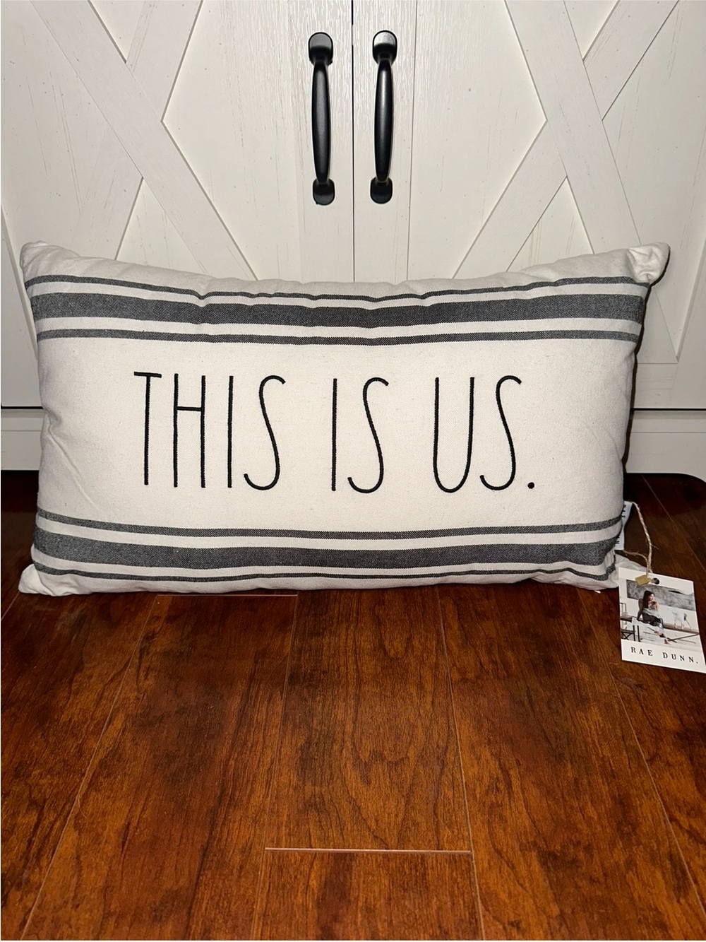 Rae Dunn Black & Cream "THIS IS US." Decorative Accent Pillow